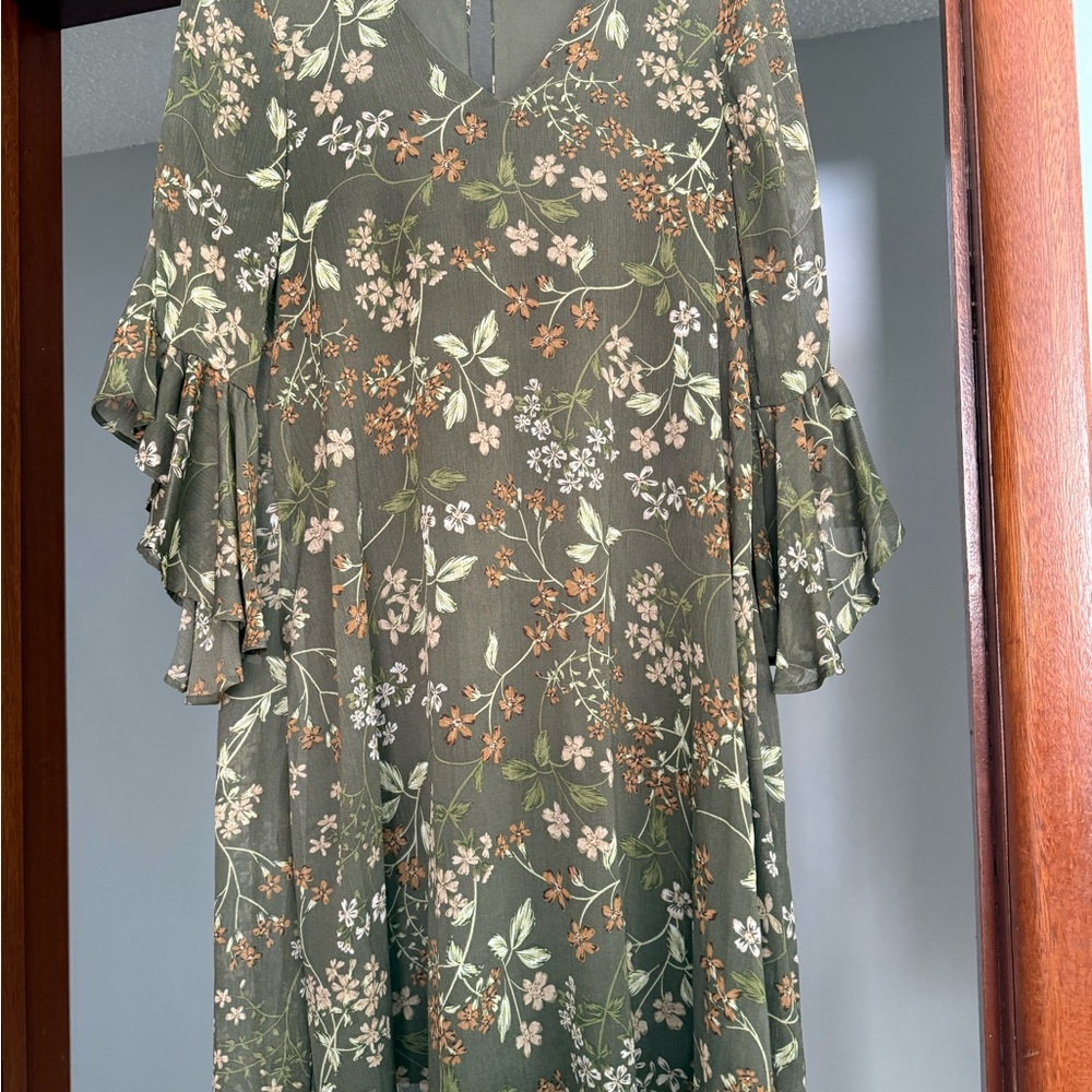 Calvin Klein Chiffon Floral Print Dress